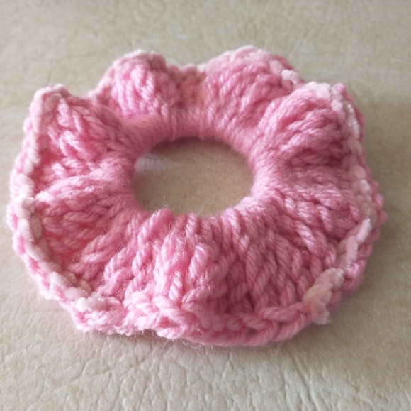 Pink Scrunchie with Light Pink Velvet Outline - Picture 5 of 5